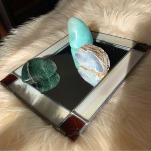 Stained glass mirror plate hand made